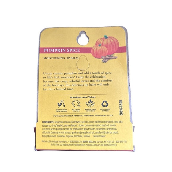 Burt's Bees Limited Edition Pumpkin Spice Lip Balm - Picture 3 of 3